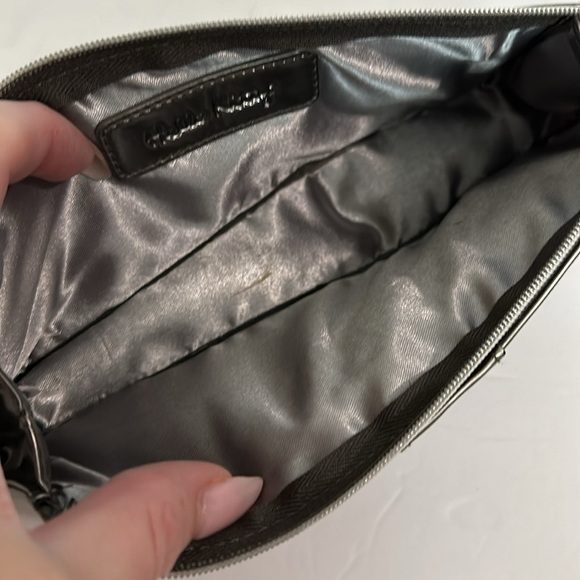 Hello Kitty Y2K Gunmetal Gray Makeup Case, Wristlet, Clutch, Bow, NEW wot